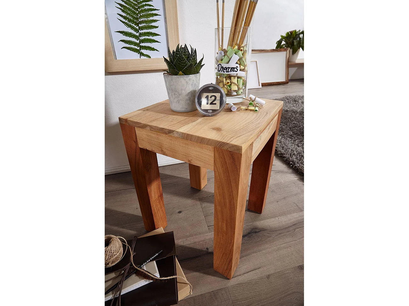 Beistelltisch Massivholz 35x35cm Wohnzimmertisch Landhausstil Couchtisch