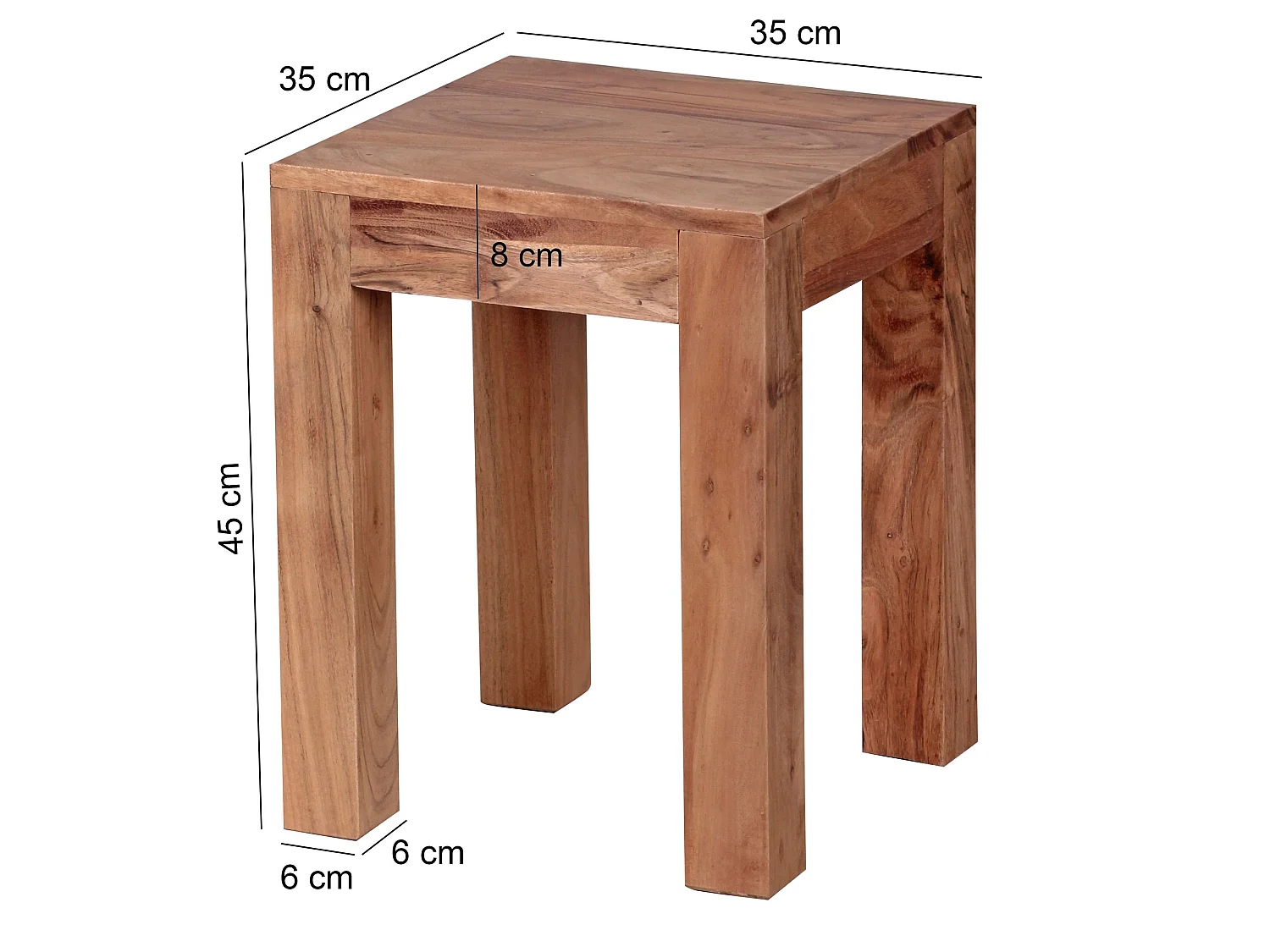 Table d'appoint Bois Massif 35x45x35cm Bout de canapé Table de Salon
