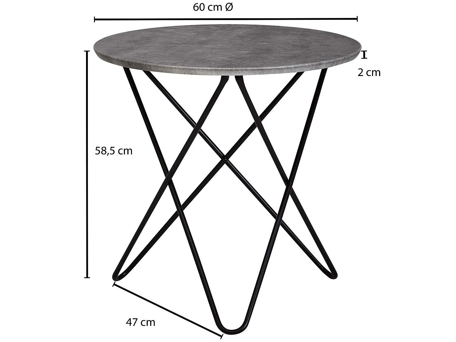 table d'appoint ronde Ø60 cm table de salon aspect béton gris