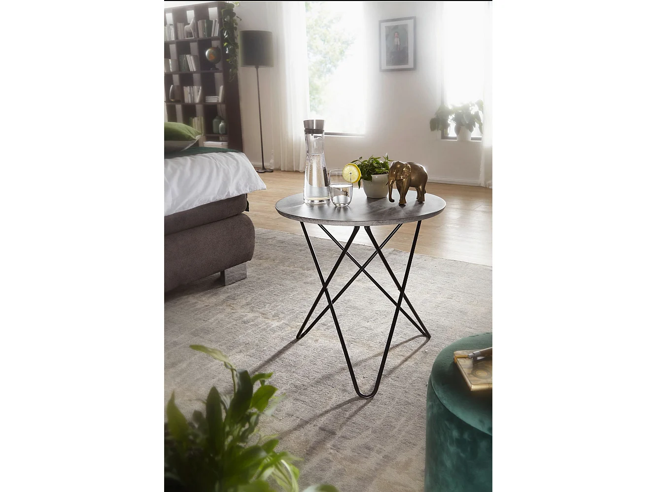 table d'appoint ronde Ø60 cm table de salon aspect béton gris