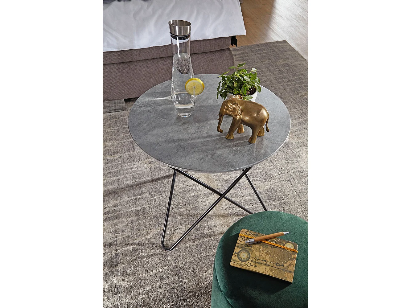 table d'appoint ronde Ø60 cm table de salon aspect béton gris
