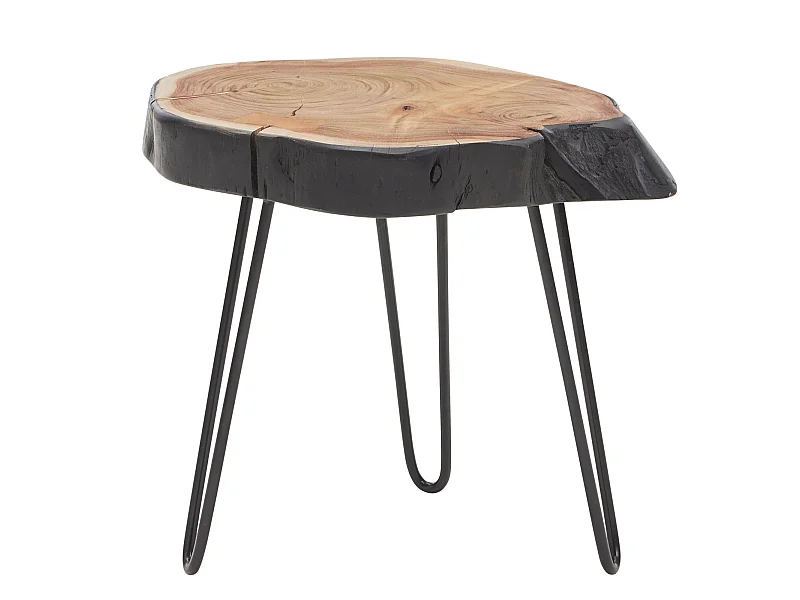 Table d'appoint en Bois Massif et Metal 40x40x32cm Table Basse de Salon