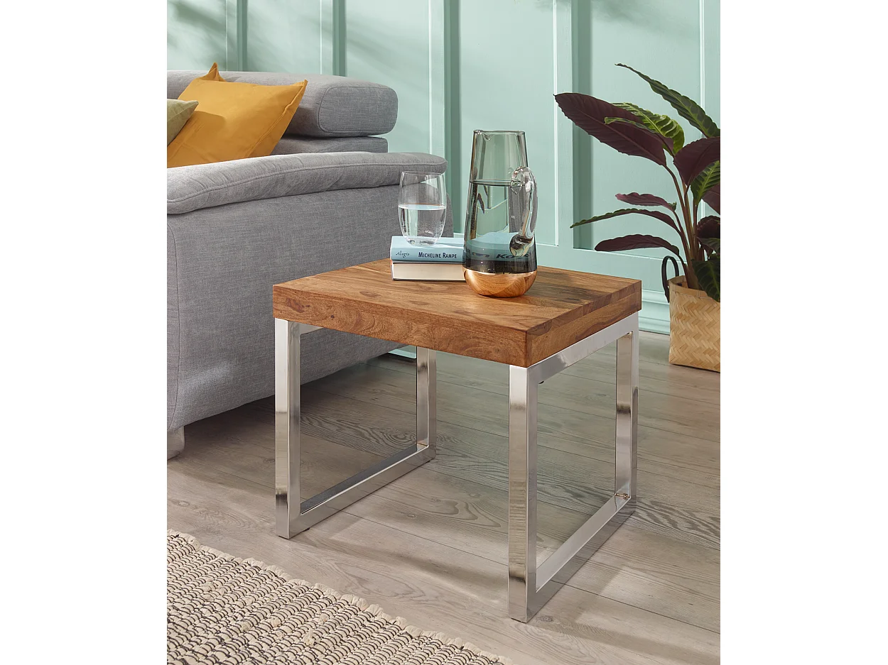 Table d'appoint Bois Massif 45x40x45cm Bout de canapé Table de Salon