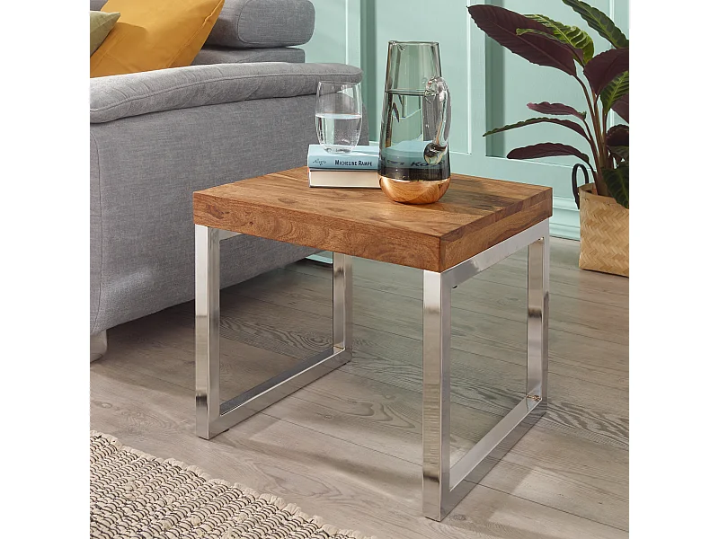 Table d'appoint Bois Massif 45x40x45cm Bout de canapé Table de Salon