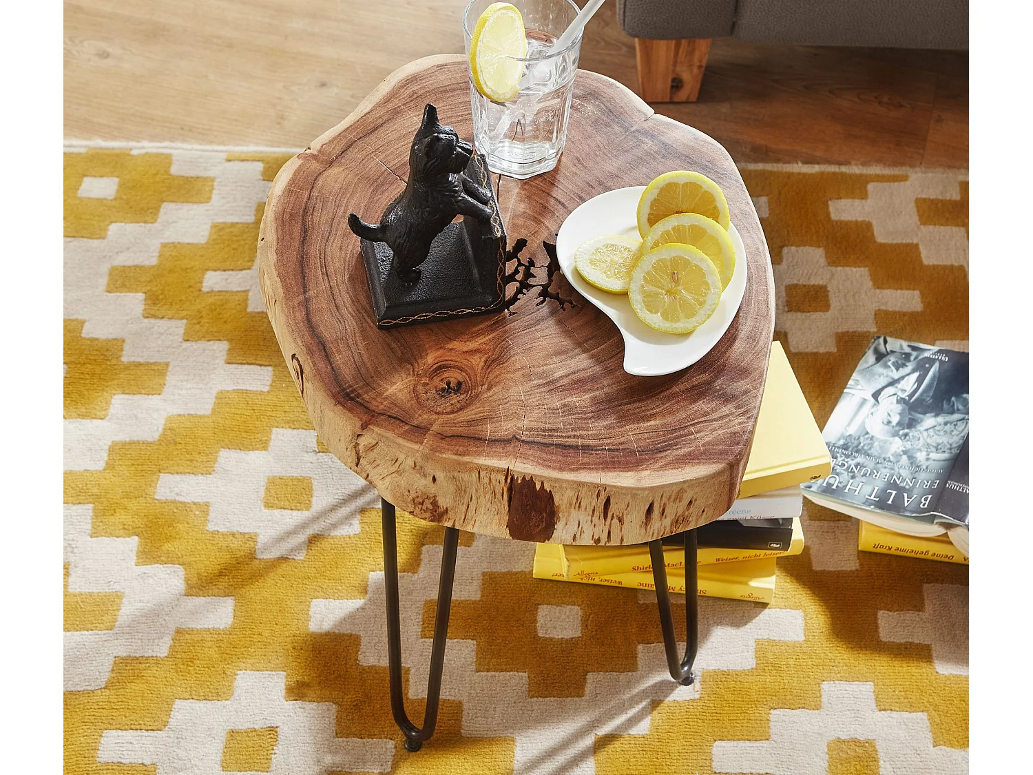 Massivholz Akazie Beistelltisch 35 x 35 cm Wohnzimmertisch Massiv Neu