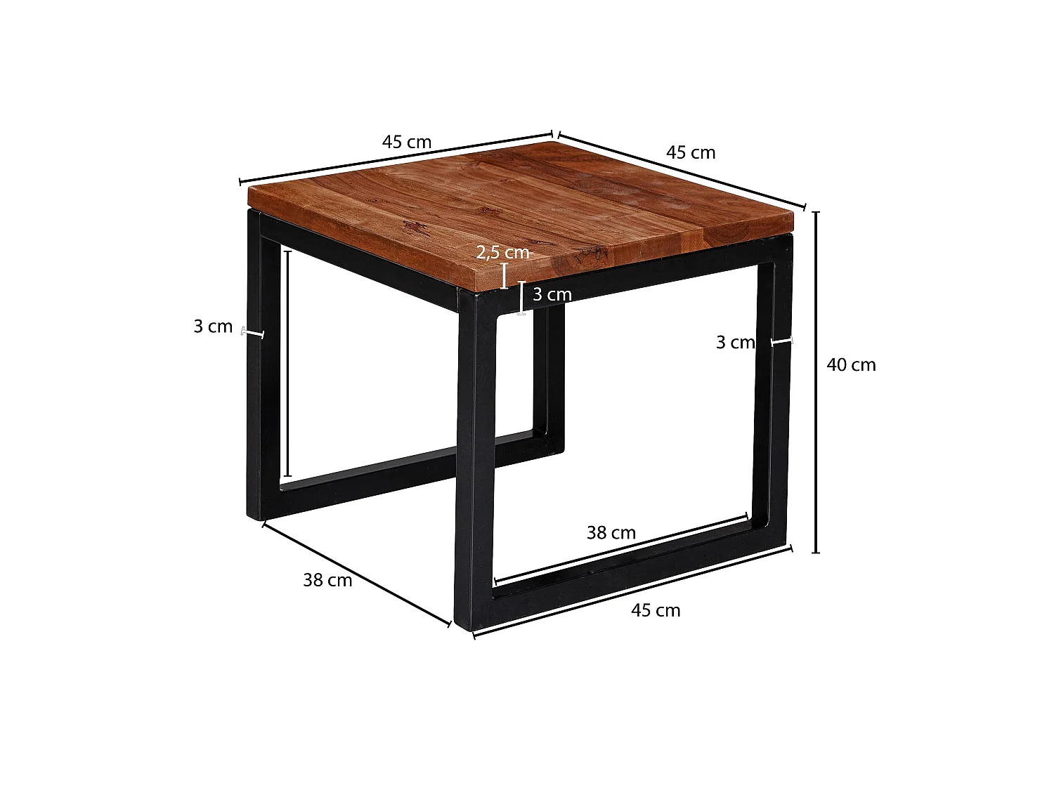 table d'appoint 45x40x45 cm table de salon en bois massif table de salon