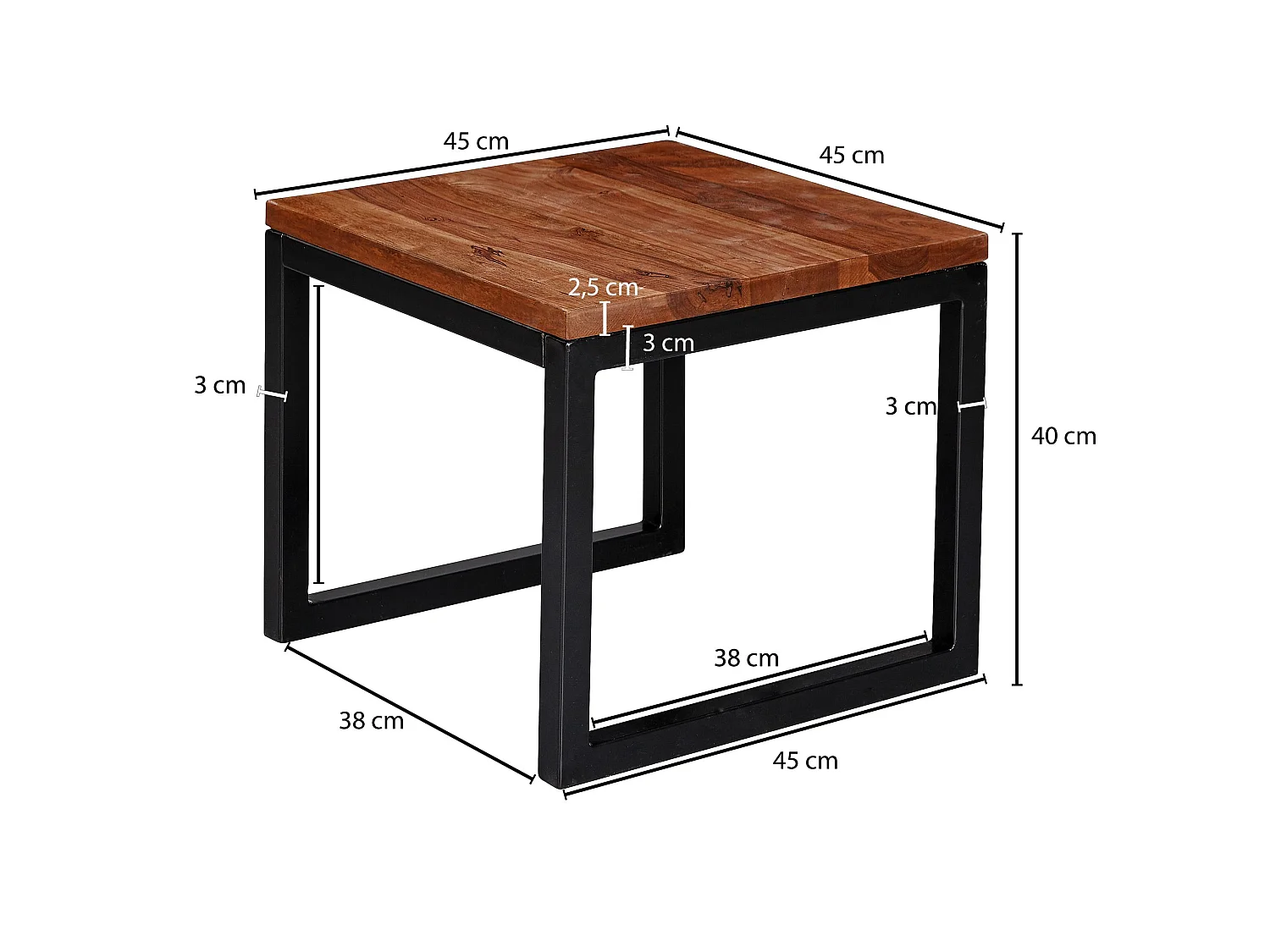 table d'appoint 45x40x45 cm table de salon en bois massif table de salon