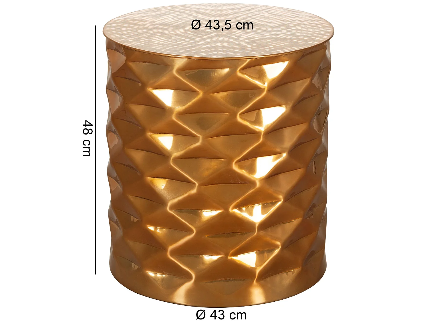 Beistelltisch Ø43,5 cm Aluminium Sofatisch Anstelltisch Couchtisch Rund