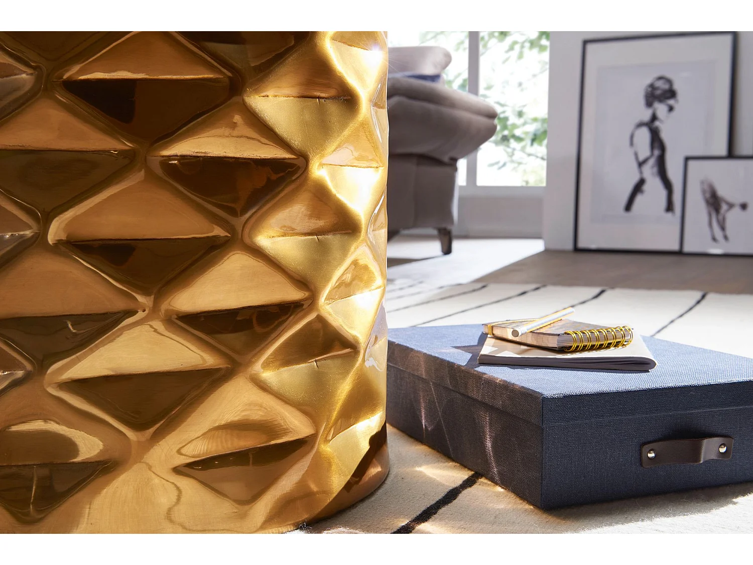 Beistelltisch Ø43,5 cm Aluminium Sofatisch Anstelltisch Couchtisch Rund