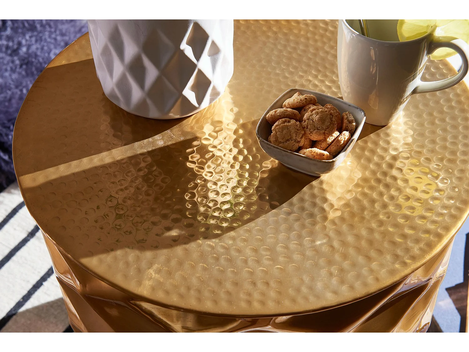 Beistelltisch Ø43,5 cm Aluminium Sofatisch Anstelltisch Couchtisch Rund