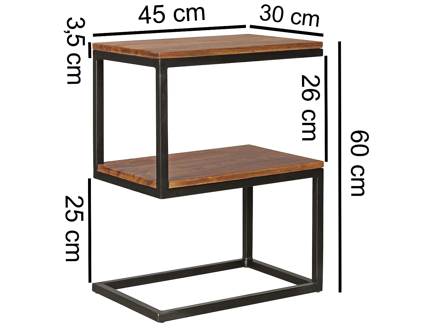 Beistelltisch S-Form Massivholz Metall Wohnzimmertisch Anstelltisch Landhaus