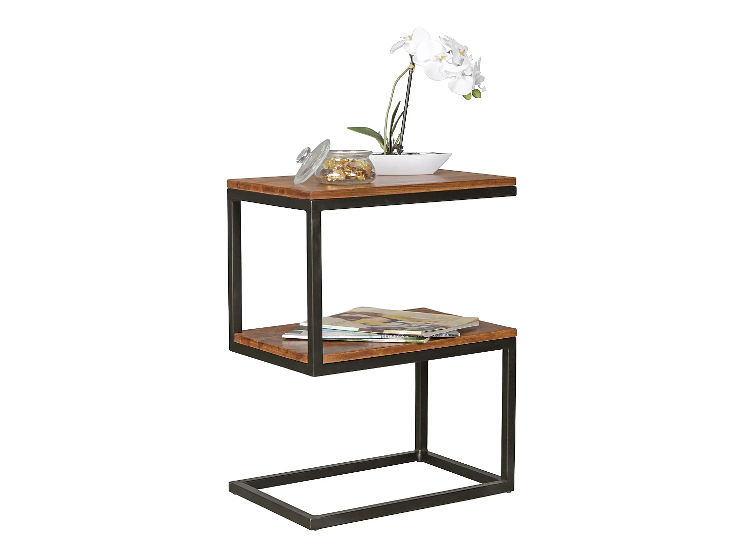 Table d'appoint Bois Massif 45x60x30cm Bout de canapé Table de Salon