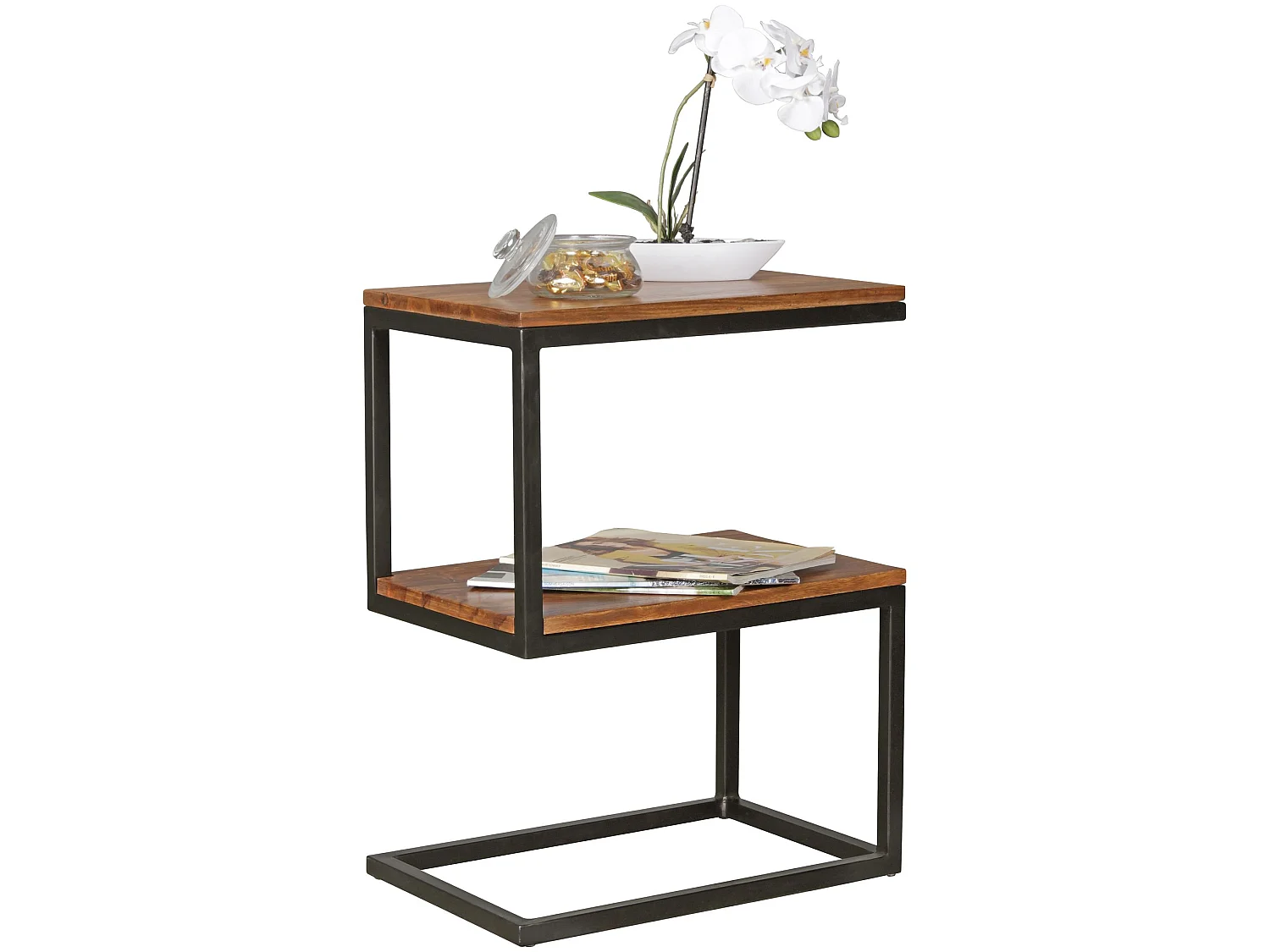 Table d'appoint Bois Massif 45x60x30cm Bout de canapé Table de Salon