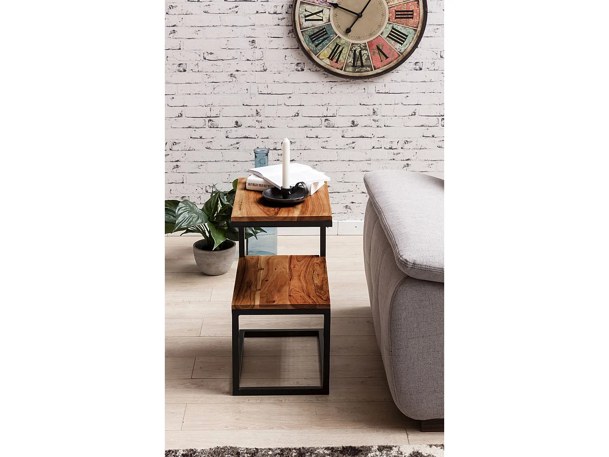 Table d'appoint Bois Massif 45x60x30cm Bout de canapé Table de Salon