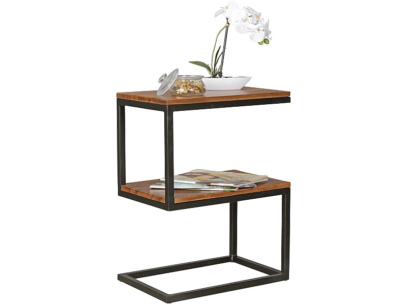 Table d'appoint Bois Massif 45x60x30cm Bout de canapé Table de Salon