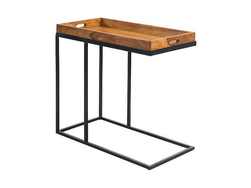 Beistelltisch Sheesham massiv Holz Tabletttisch Abstelltisch Holz Metall