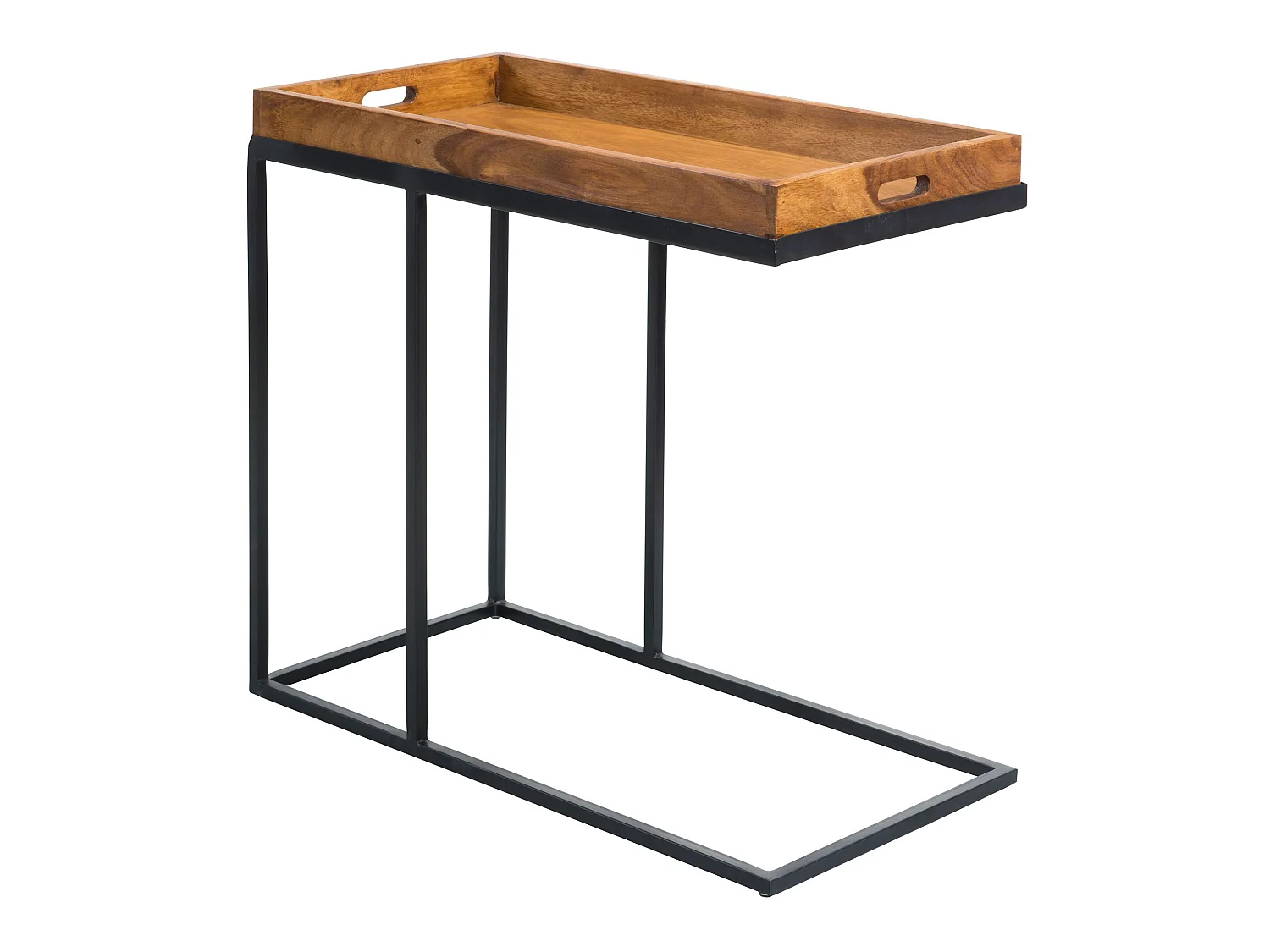 Beistelltisch Sheesham massiv Holz Tabletttisch Abstelltisch Holz Metall