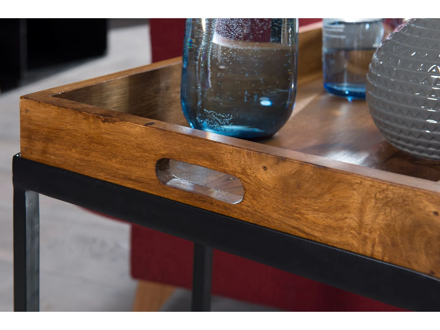 Table d'appoint Bois Massif 69x65x34cm Bout de canapé Table de Salon