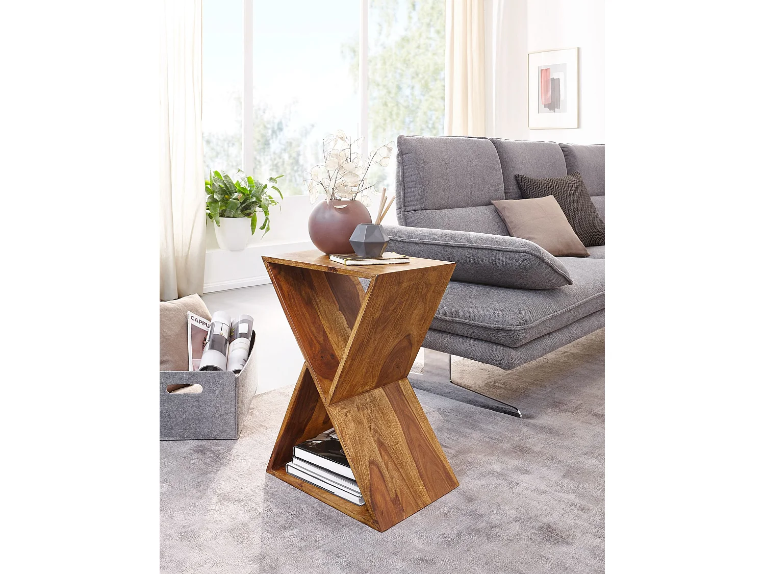 table d'appoint bois massif 43x60x30cm table de salon table basse