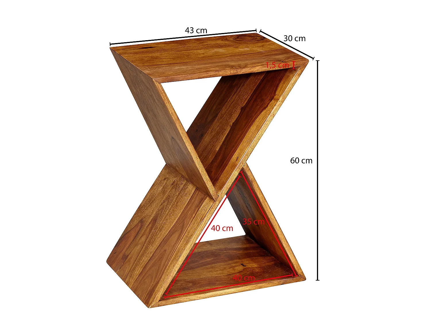 Beistelltisch Holz Massiv 43x60x30cm Wohnzimmertisch Couchtisch Tisch
