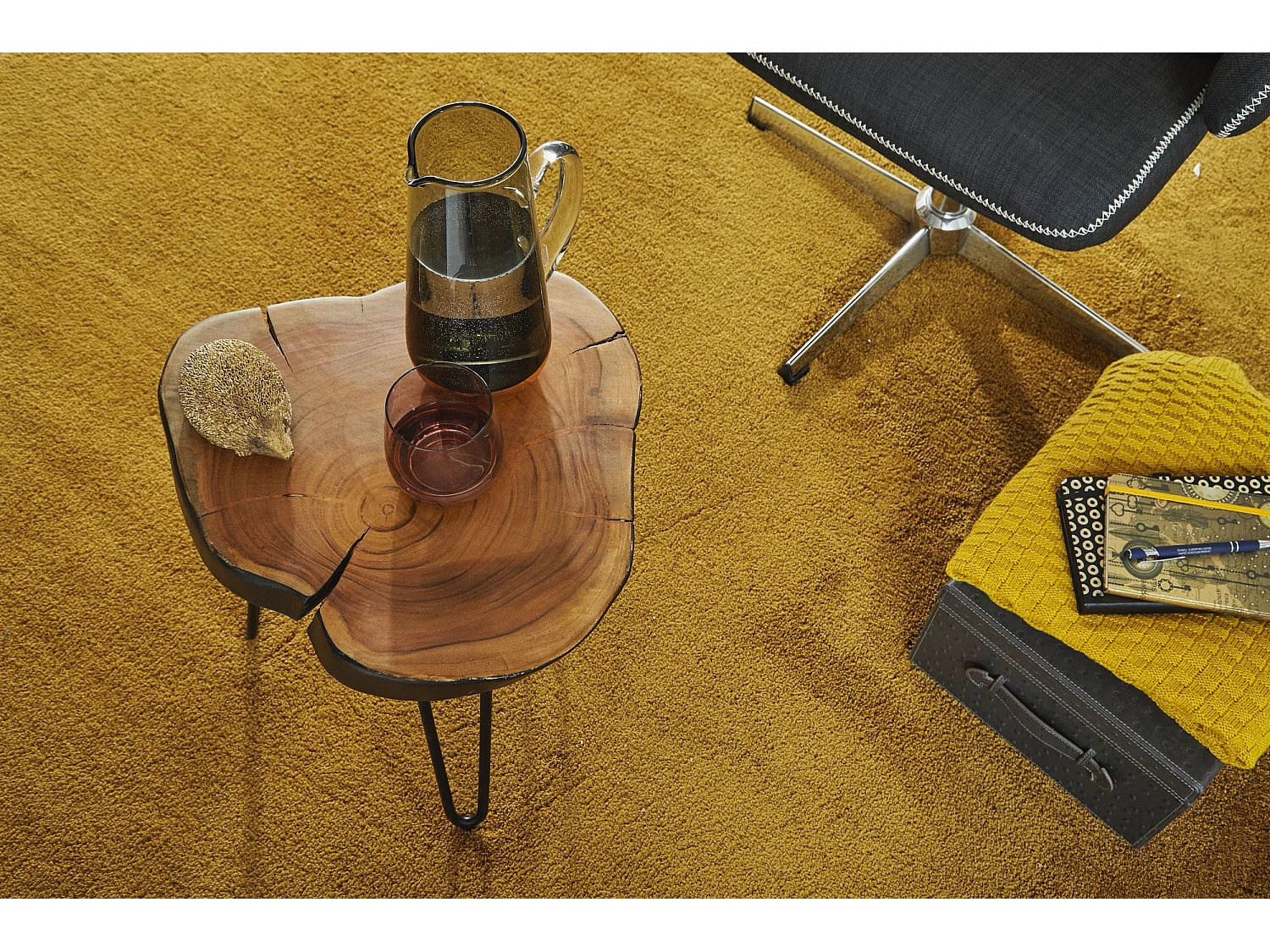 Table d'appoint Bois Massif 35x46x35cm Bout de canapé Table de Salon