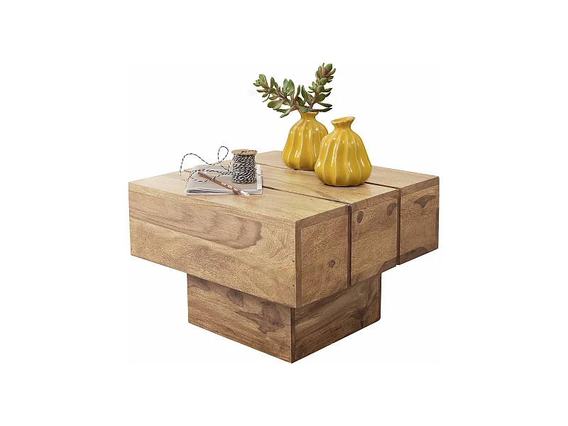 Table d'appoint Bois Massif 44x30x44cm Bout de canapé Table de Salon
