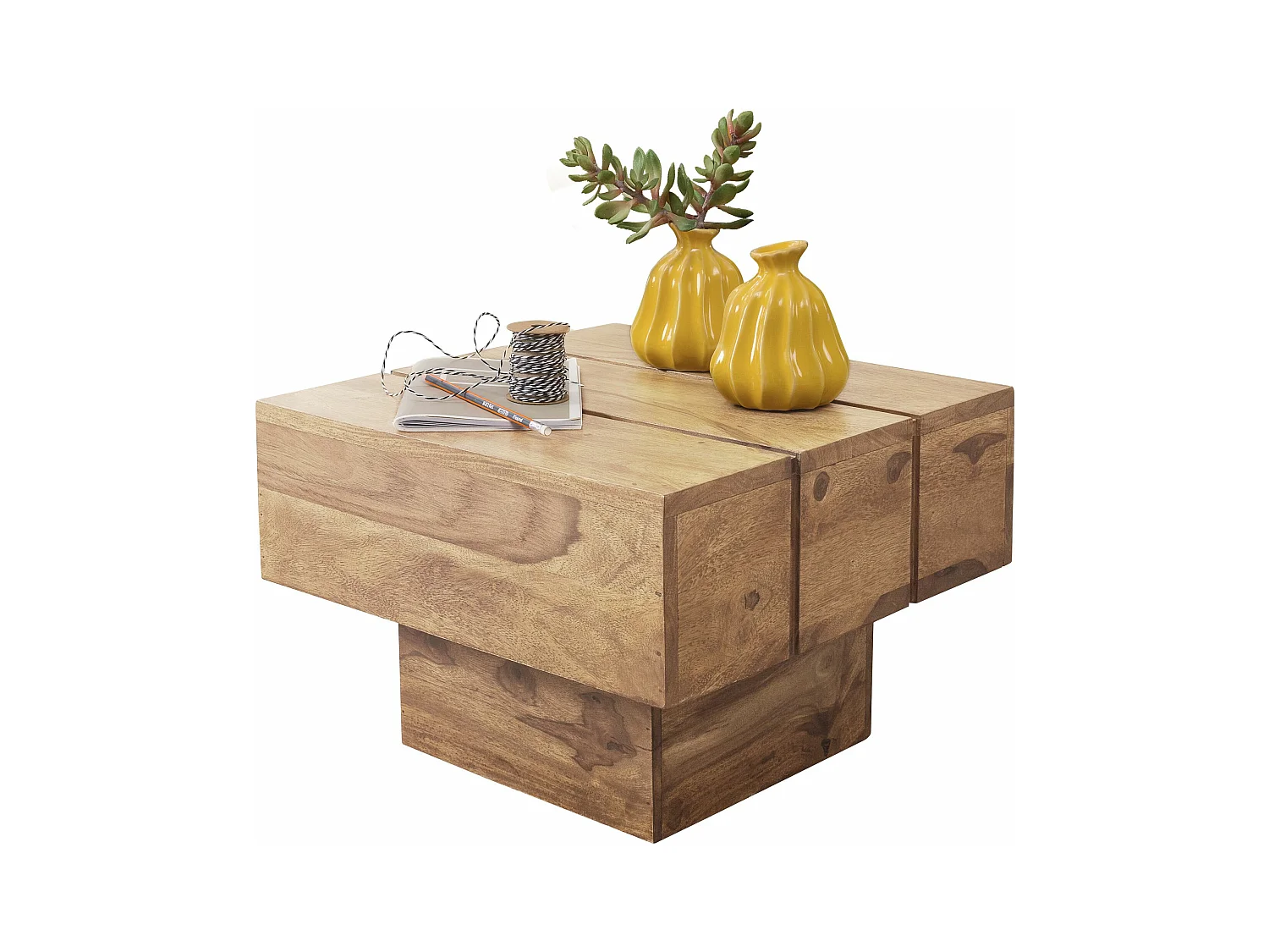 Table d'appoint Bois Massif 44x30x44cm Bout de canapé Table de Salon