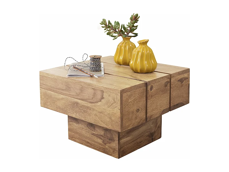 Table d'appoint Bois Massif 44x30x44cm Bout de canapé Table de Salon