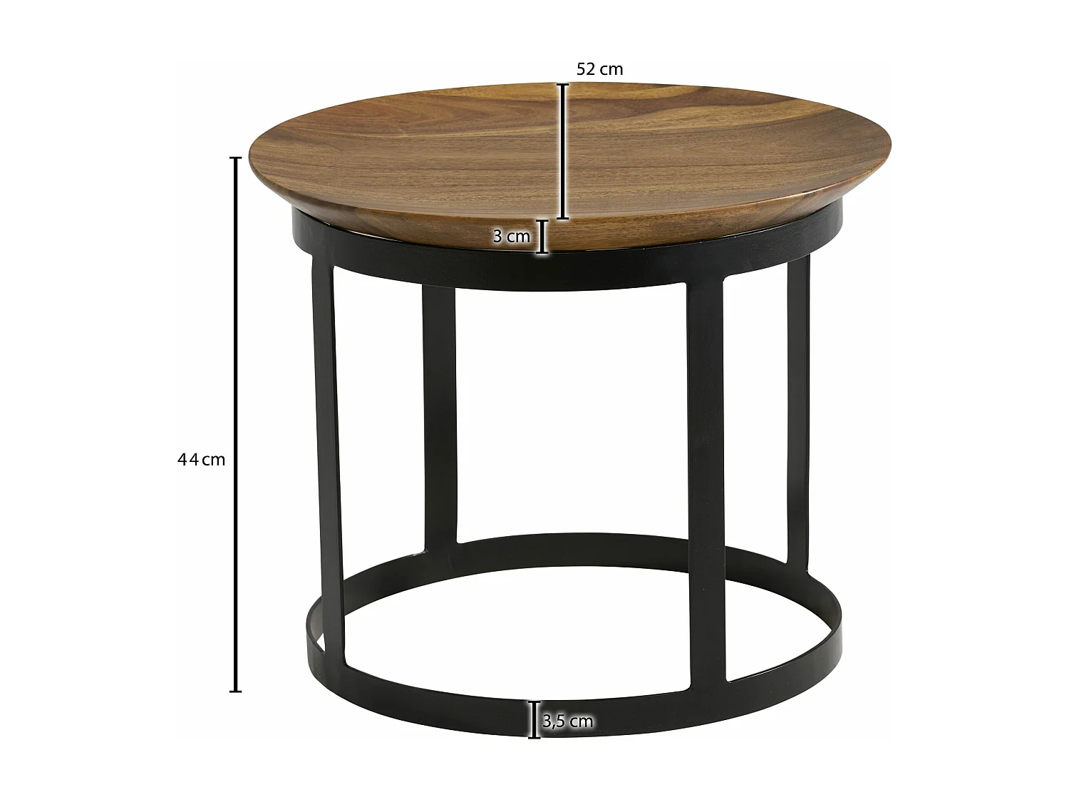 Beistelltisch  Sofatisch Massivholz 52x52x44 cm Wohnzimmertisch Rund