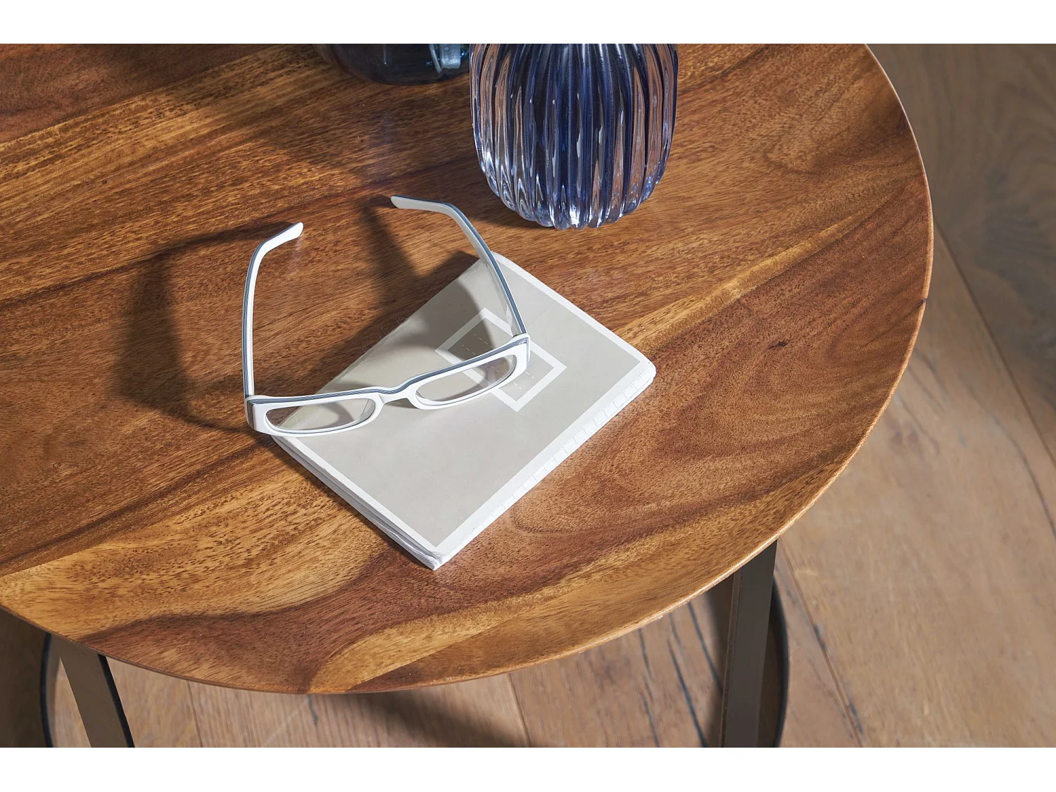 Beistelltisch  Sofatisch Massivholz 52x52x44 cm Wohnzimmertisch Rund