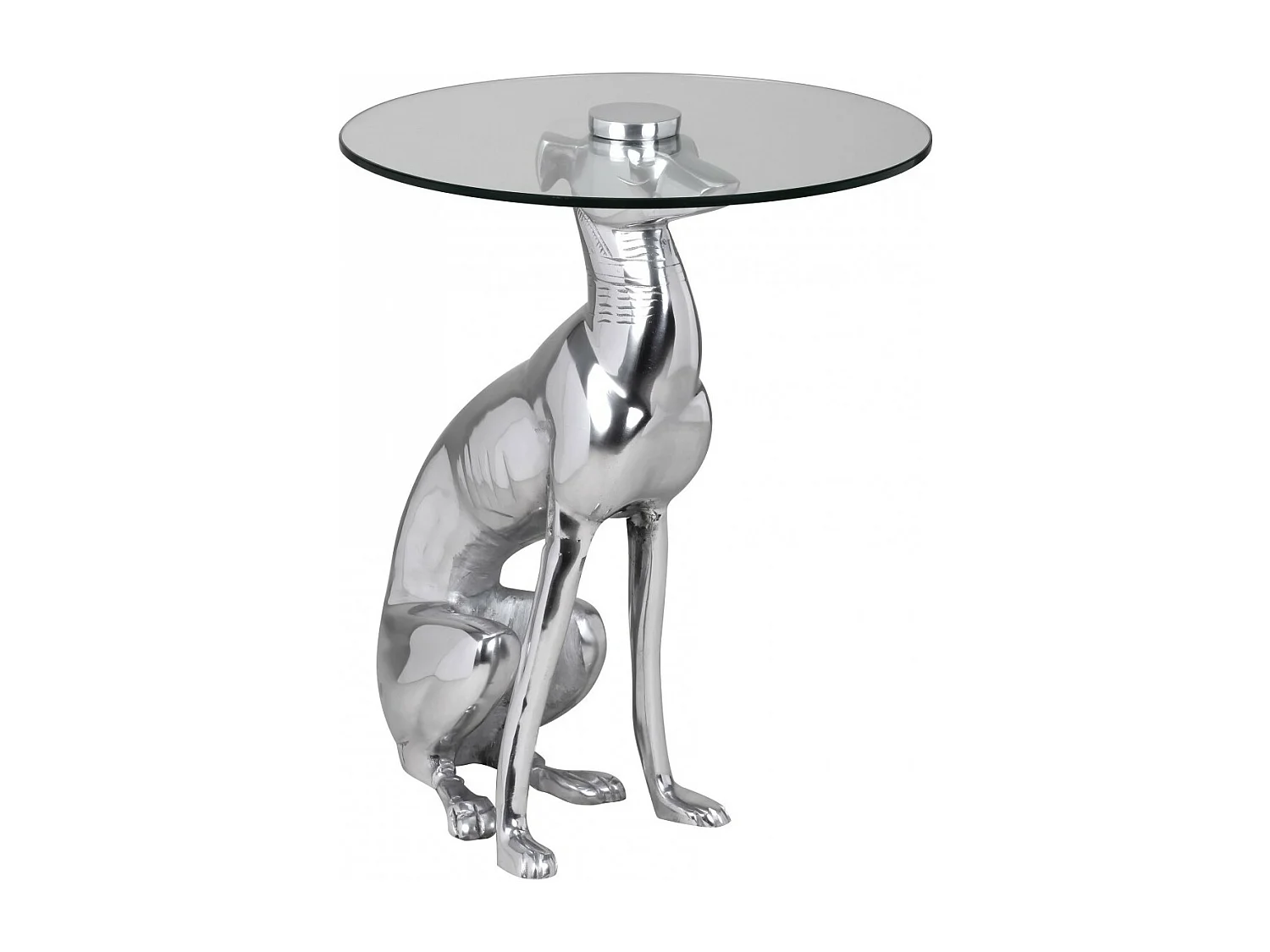 Design Skulptur Deko Beistelltisch Figur aus Aluminium Farbe Silber NEU