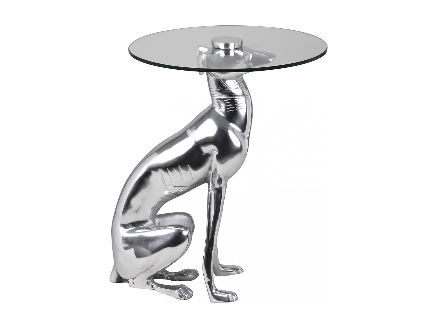 Design Skulptur Deko Beistelltisch Figur aus Aluminium Farbe Silber NEU