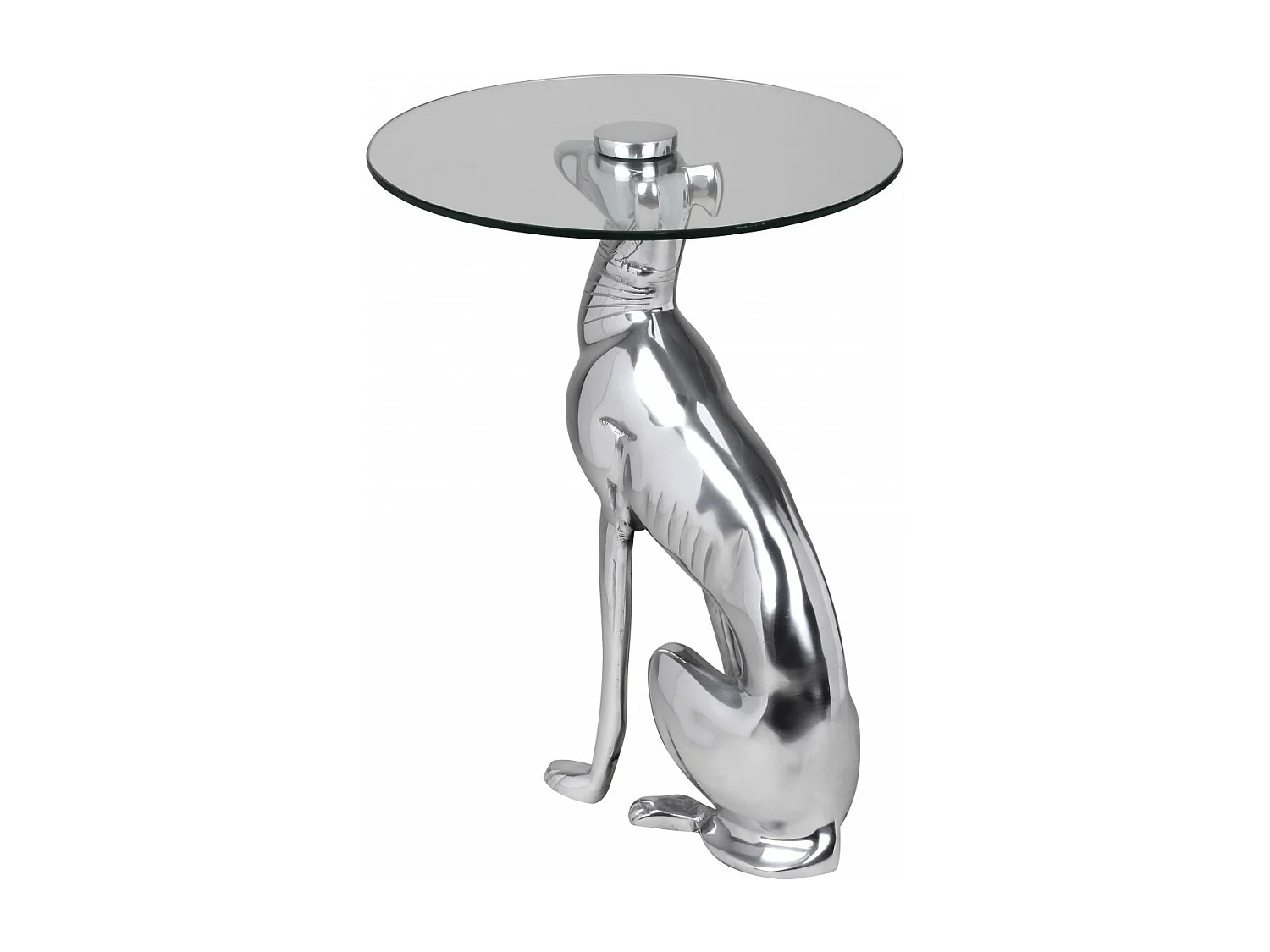 Design Skulptur Deko Beistelltisch Figur aus Aluminium Farbe Silber NEU