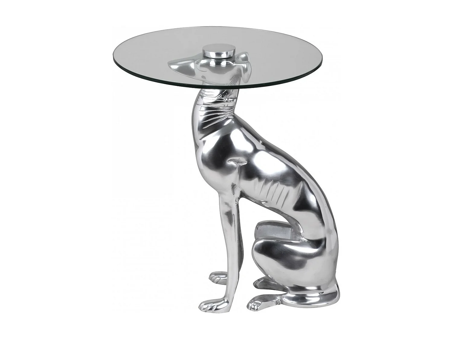 Design Skulptur Deko Beistelltisch Figur aus Aluminium Farbe Silber NEU