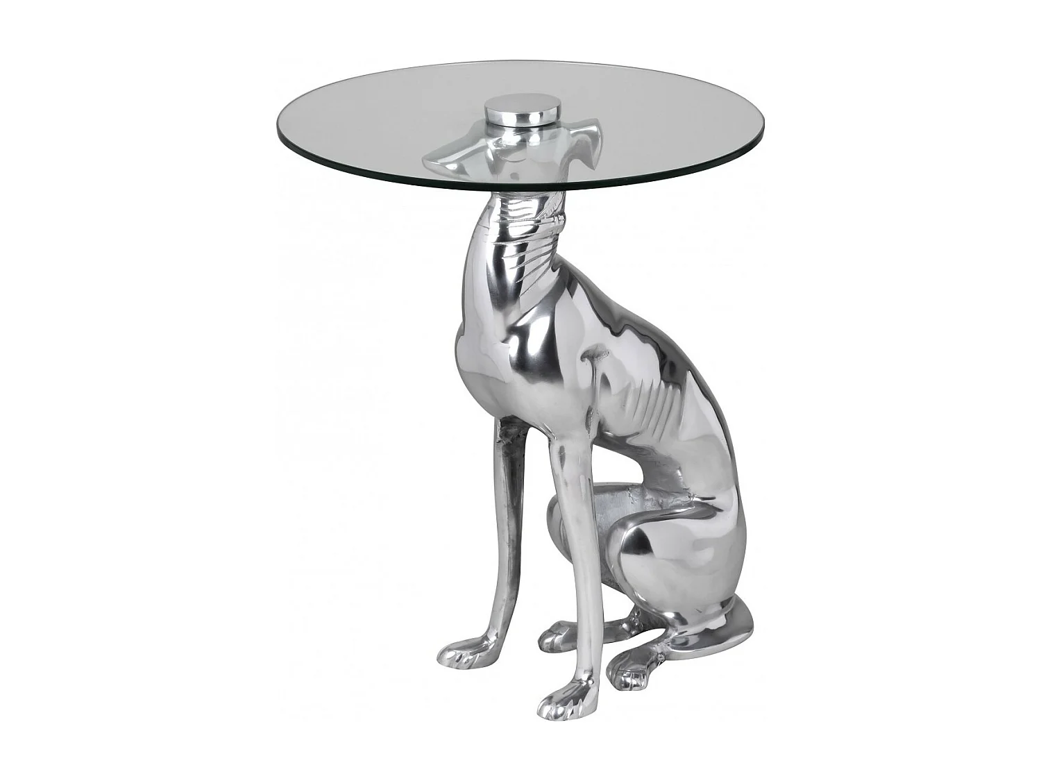 Design Skulptur Deko Beistelltisch Figur aus Aluminium Farbe Silber NEU