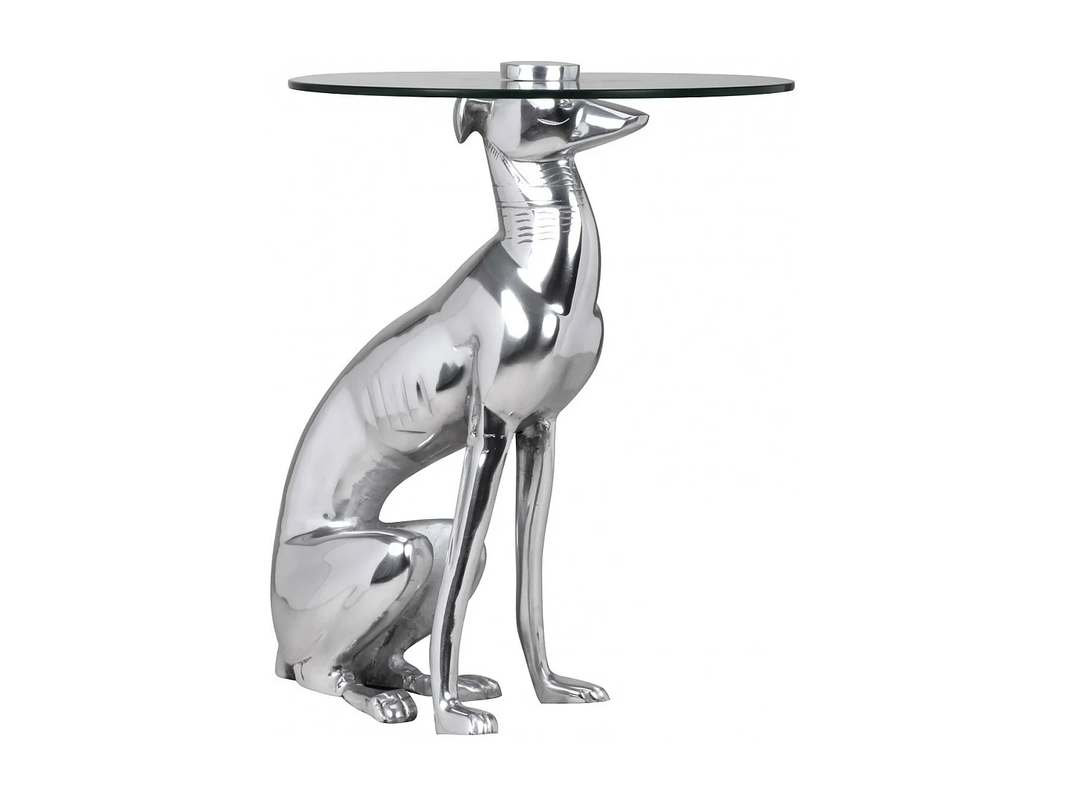 Design Skulptur Deko Beistelltisch Figur aus Aluminium Farbe Silber NEU