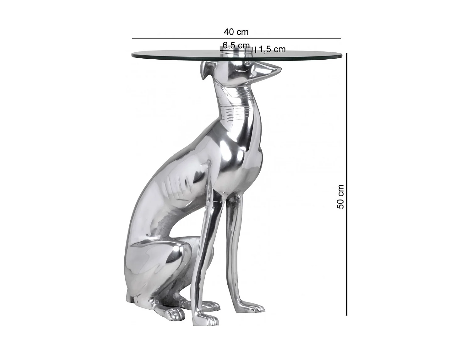 Design Skulptur Deko Beistelltisch Figur aus Aluminium Farbe Silber NEU