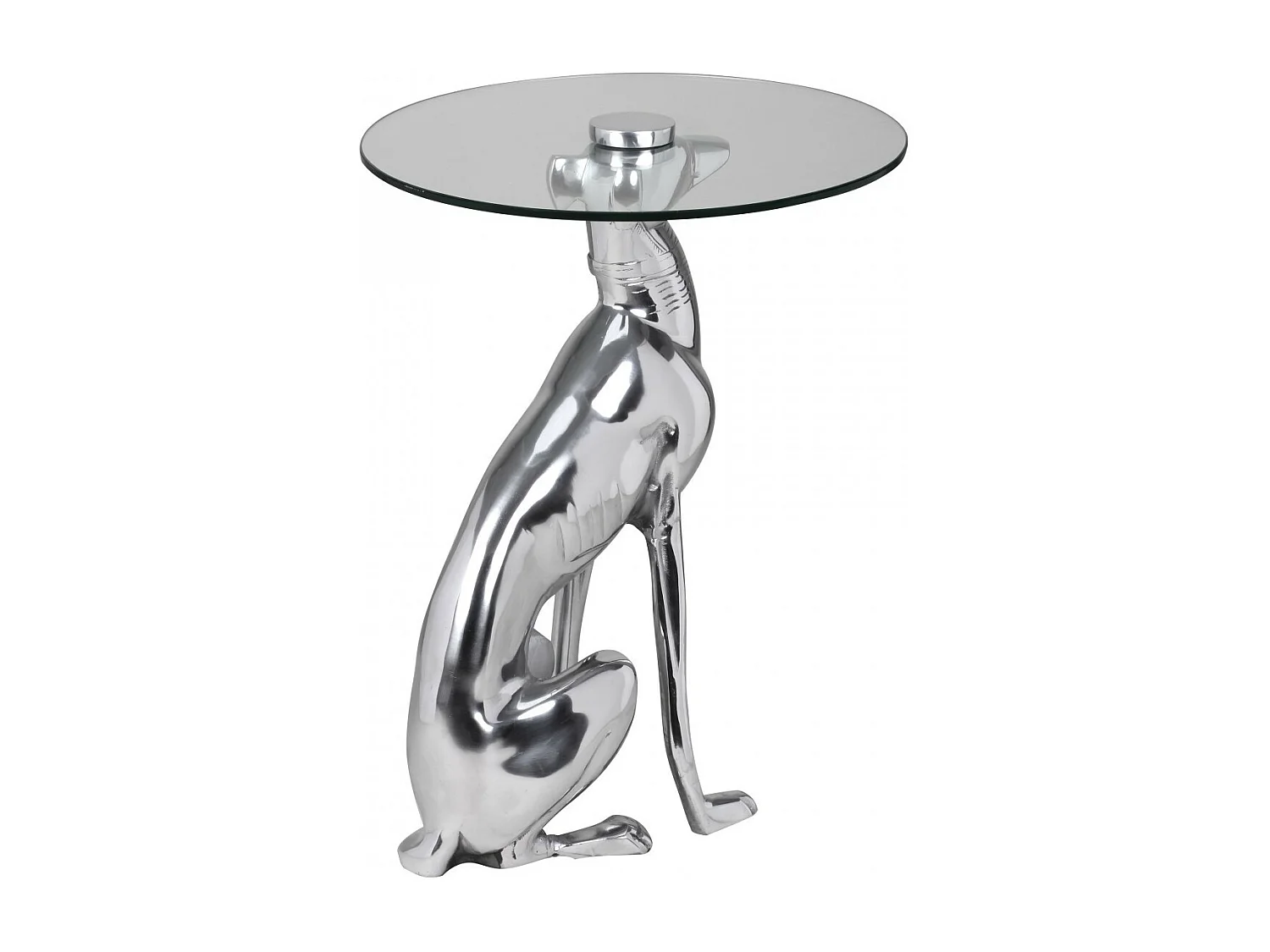 Design Skulptur Deko Beistelltisch Figur aus Aluminium Farbe Silber NEU