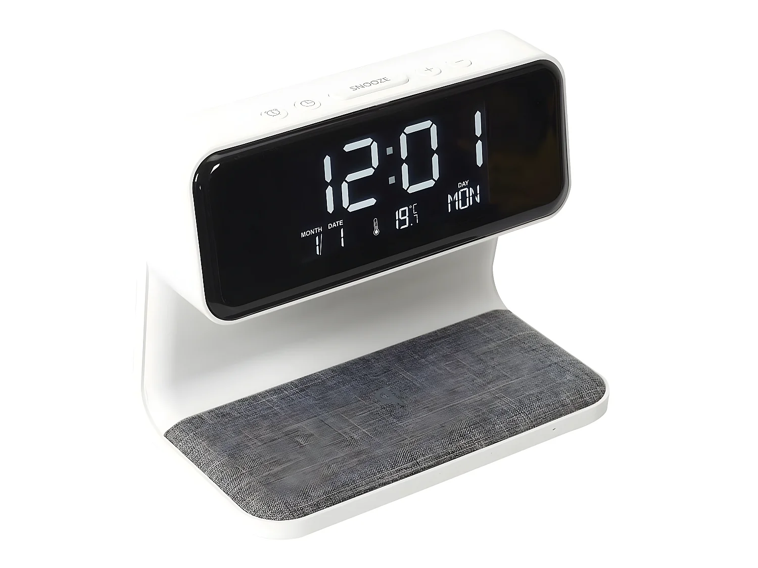 Réveil chargeur blanc et tweed