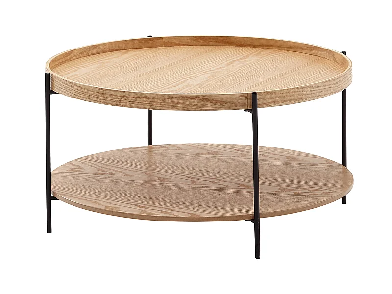 Couchtisch Wohnzimmertisch 78x78x40 cm Holz Metall Sofatisch Tisch Rund