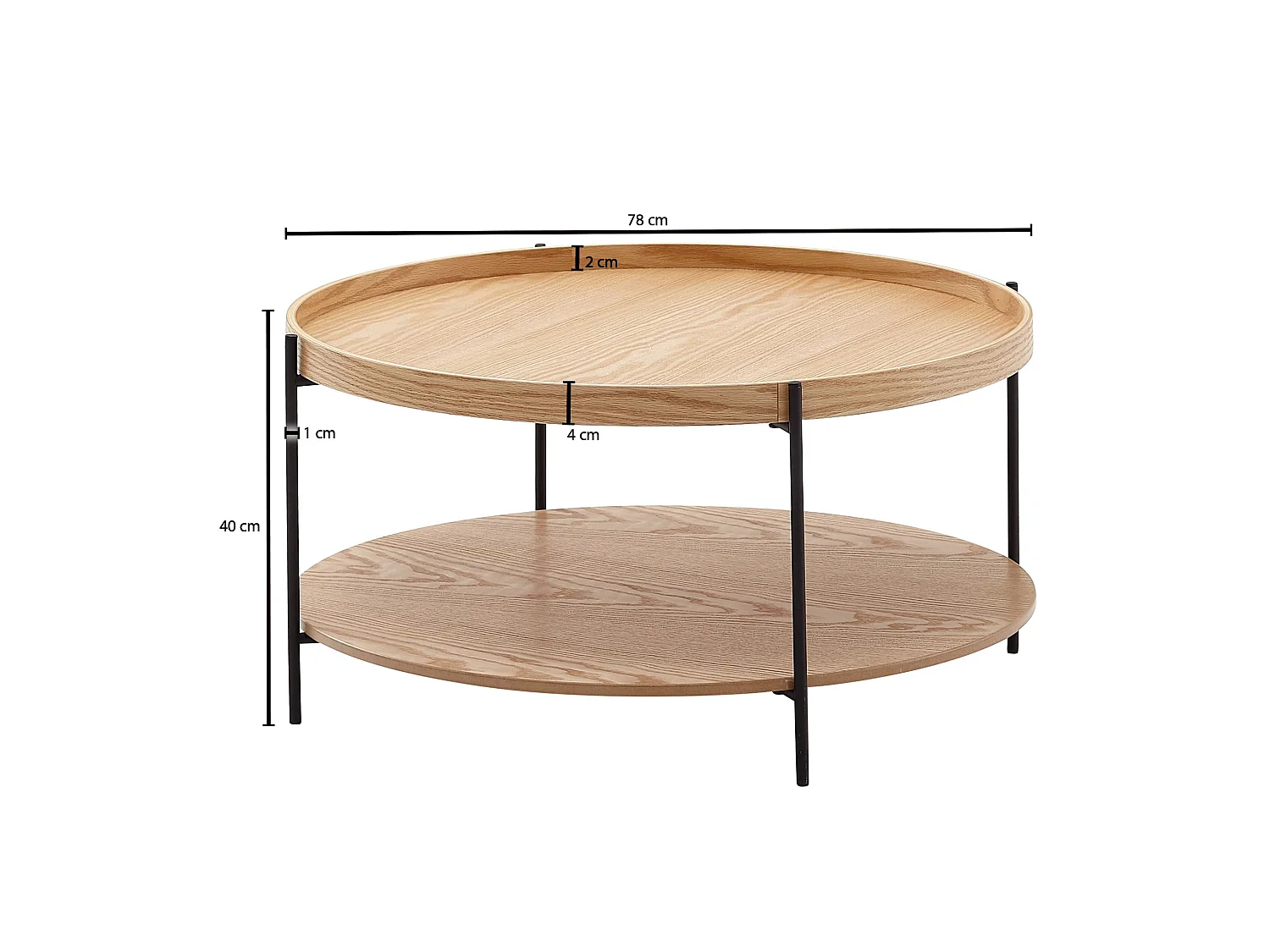 Couchtisch Wohnzimmertisch 78x78x40 cm Holz Metall Sofatisch Tisch Rund