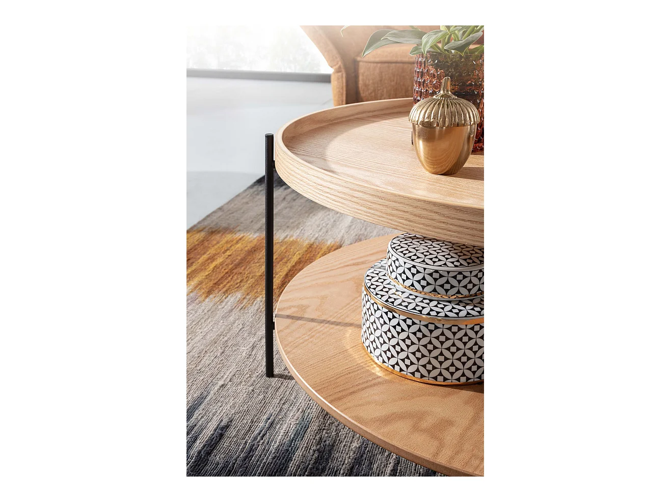 Couchtisch Wohnzimmertisch 78x78x40 cm Holz Metall Sofatisch Tisch Rund