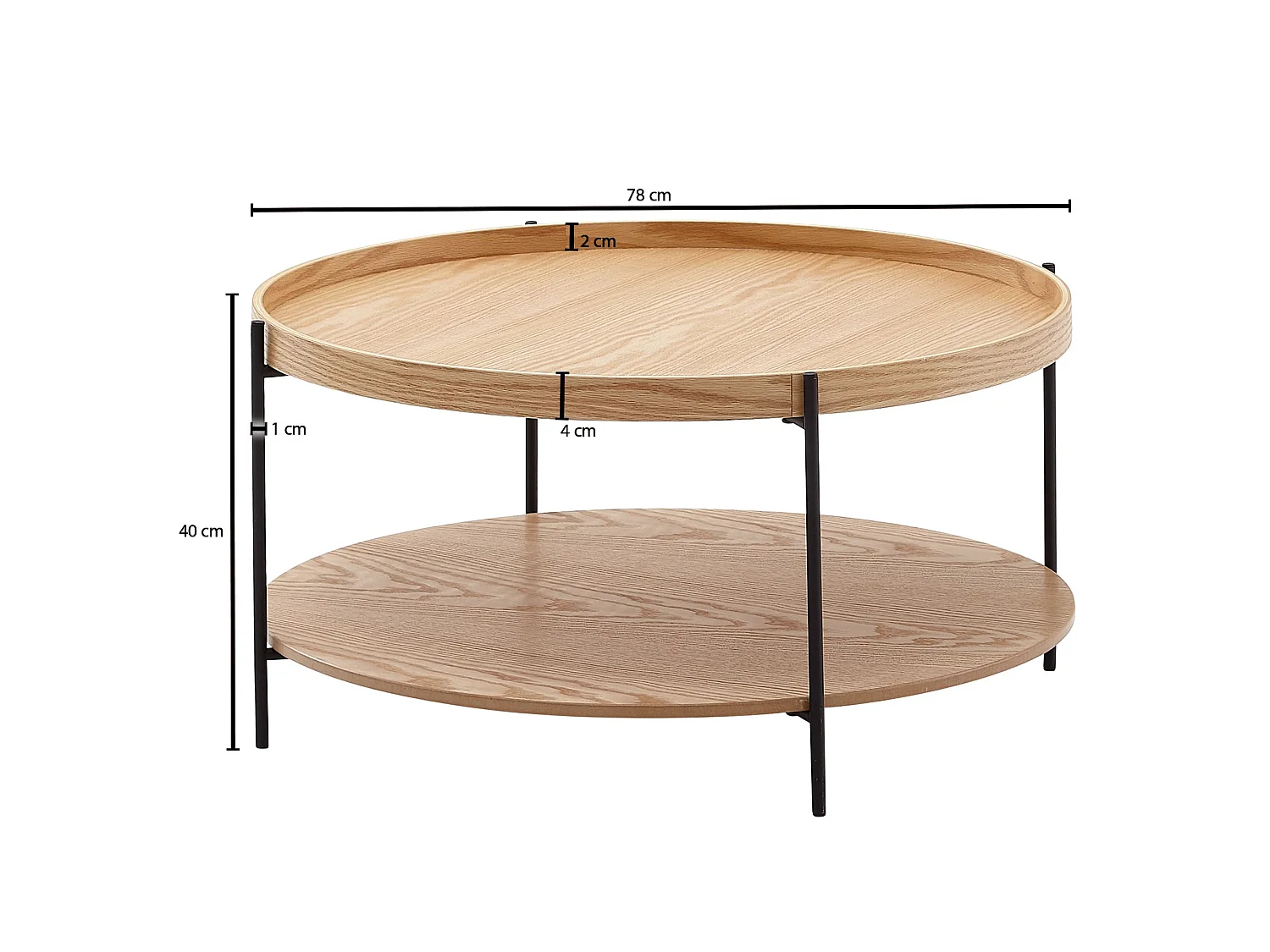 Table de salon 78x78x40 cm autour de la table basse en bois métal