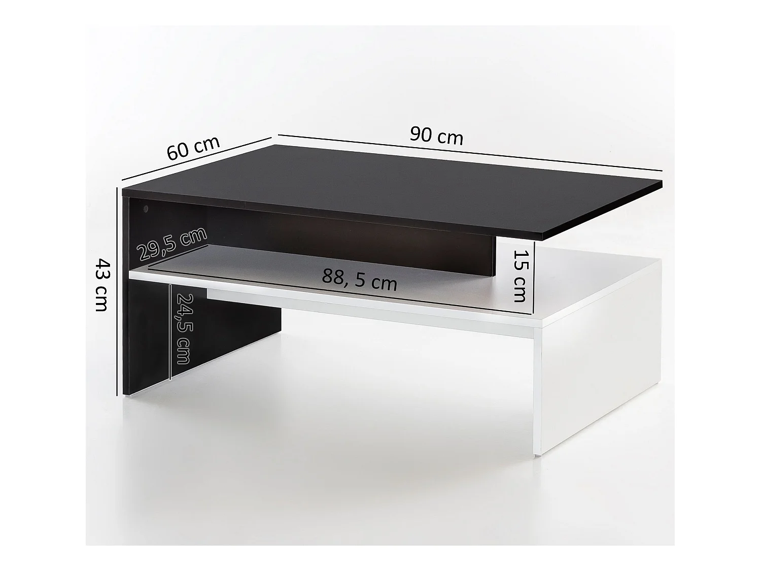 Wohnzimmertisch Couchtisch Sofatisch Loungetisch mit Ablage 90 x 60 cm