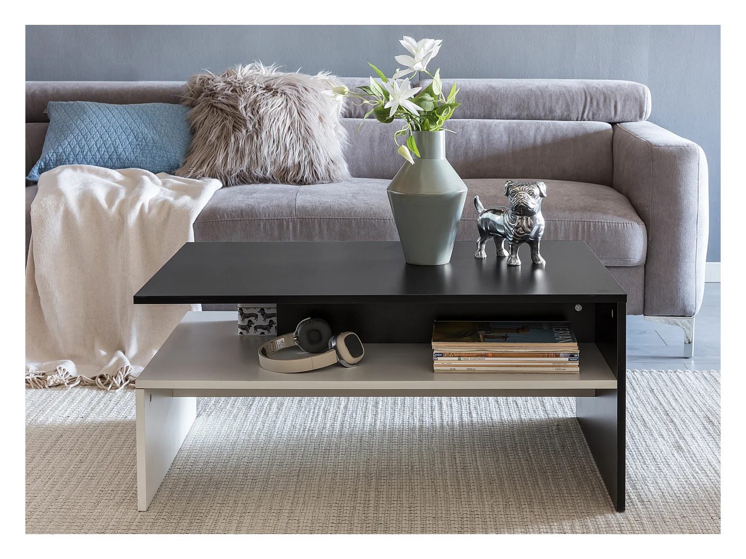 Wohnzimmertisch Couchtisch Sofatisch Loungetisch mit Ablage 90 x 60 cm