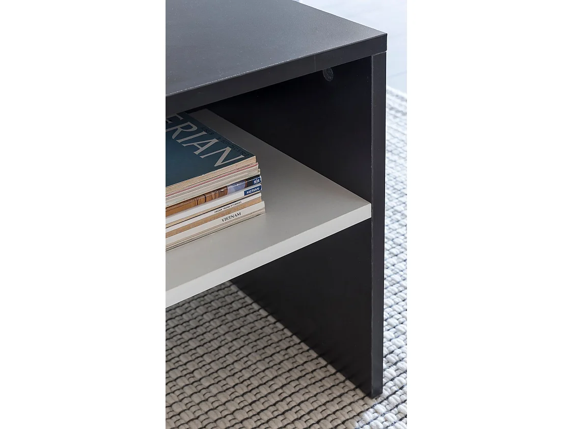 Table Basse de Salon Design 90x43x60cm Table Canapé Moderne Noir Blanc