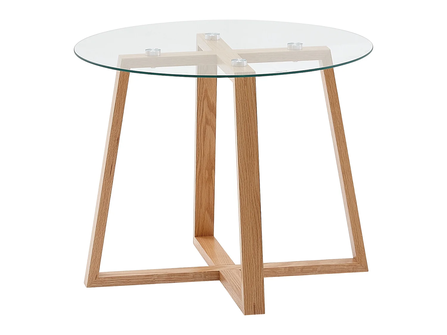 Table Basse de Salon Chêne Bois Massif Verre Table de Canapé Ronde