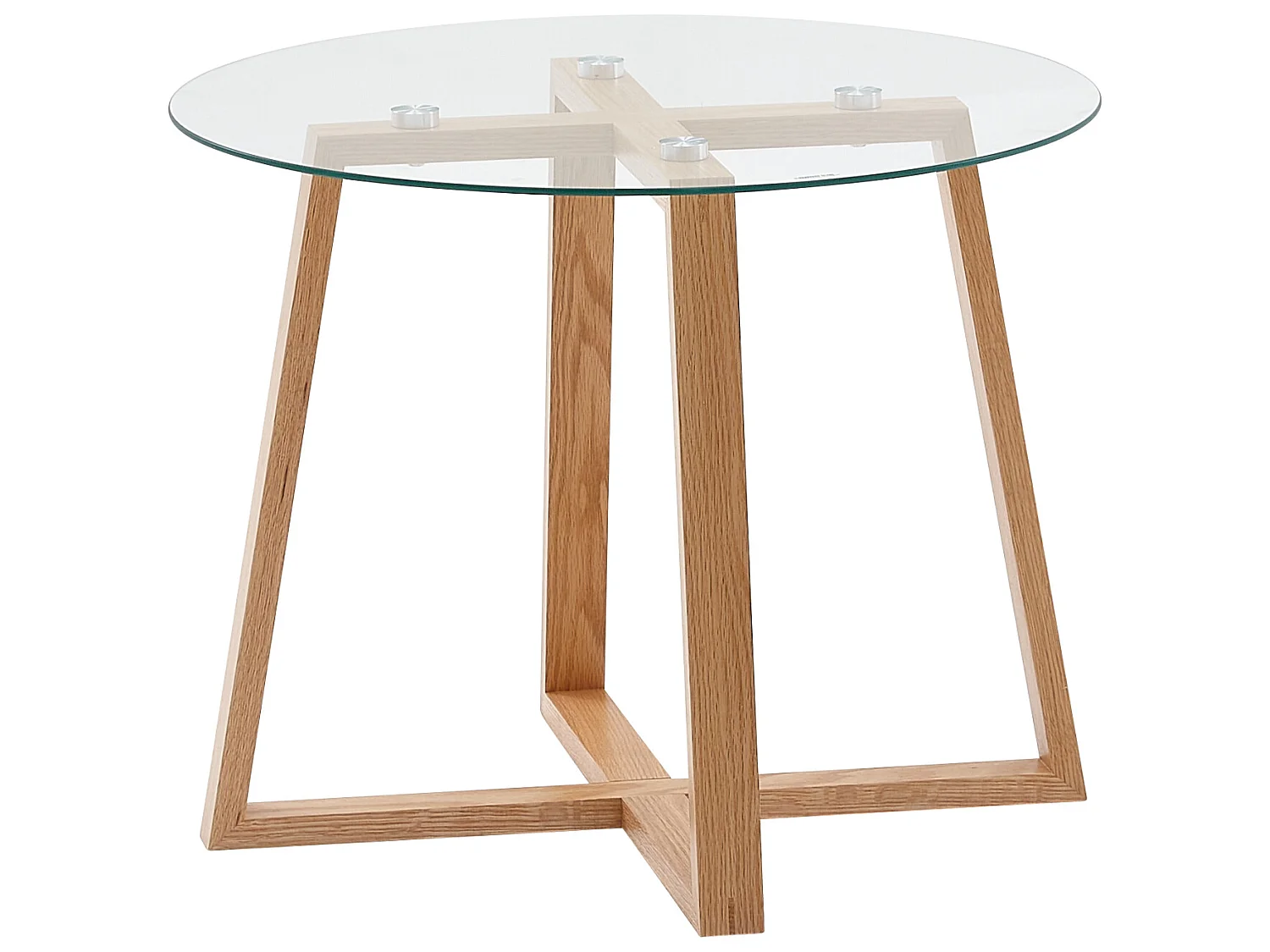 Table Basse de Salon Chêne Bois Massif Verre Table de Canapé Ronde