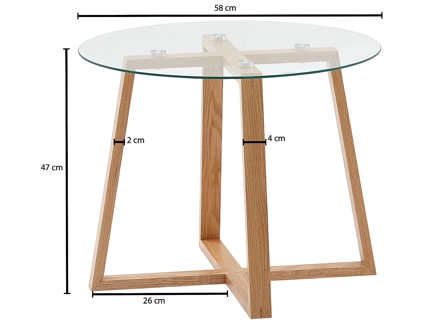Table Basse de Salon Chêne Bois Massif Verre Table de Canapé Ronde