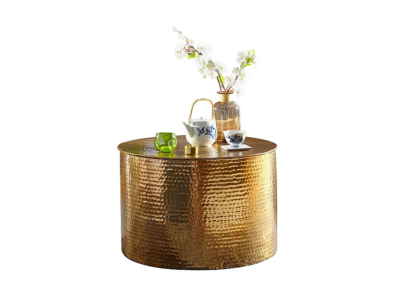 Couchtisch Ø 61 cm Wohnzimmertisch Sofatisch Hammerschlag Stubentisch